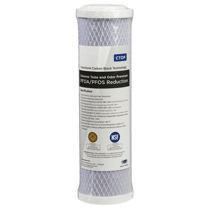 Cartouche filtrante charbon PFAS – FLUID’O – 0,5 micron – 9"3/4-3