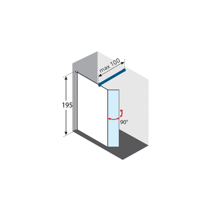 Volet pivotant  - NOVELLINI - Fast 6 - Pour paroi fixe avec profilé - Largeur 37cm - Hauteur 195cm-1