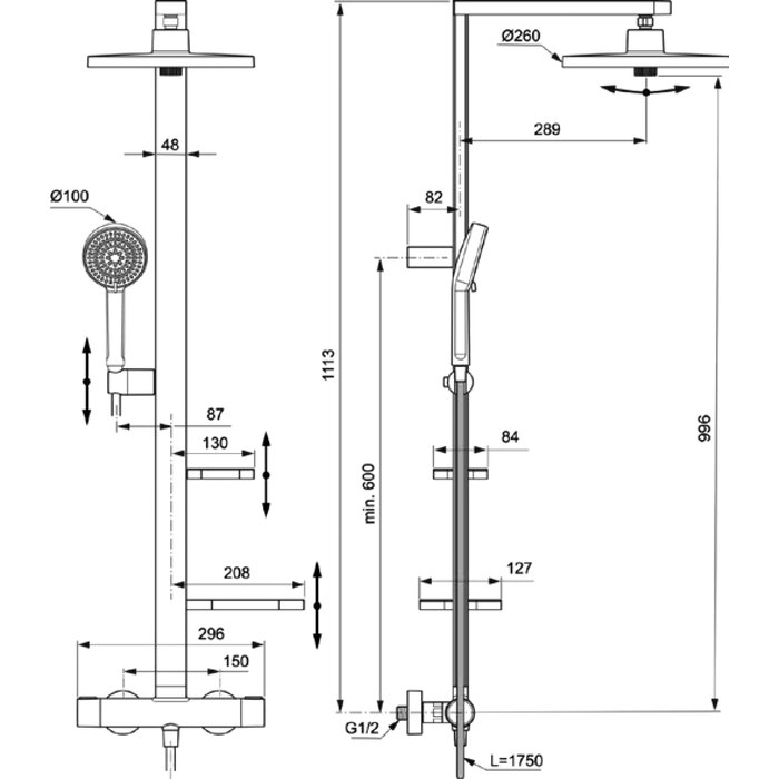 Colonne de douche - Alu+ - IDEAL STANDARD - Jets multiples -1