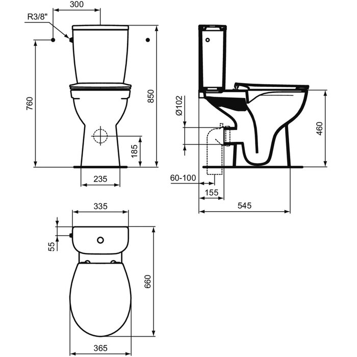 Pack WC - Ulysse - PORCHER -  Sans bride - Sortie horizontal-1