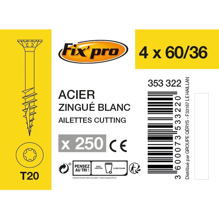 Vis agglo - Fixpro - Tête fraisée - TX - Filetage partiel - Boîte carton-5