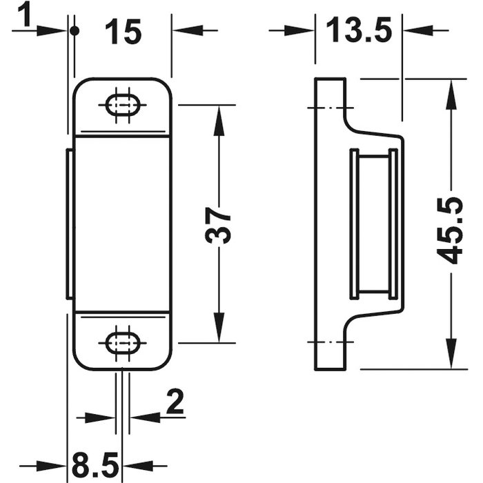 Loqueteau magnétique - Häfele - Force 4 à 5 kg - Carré - Blanc-1