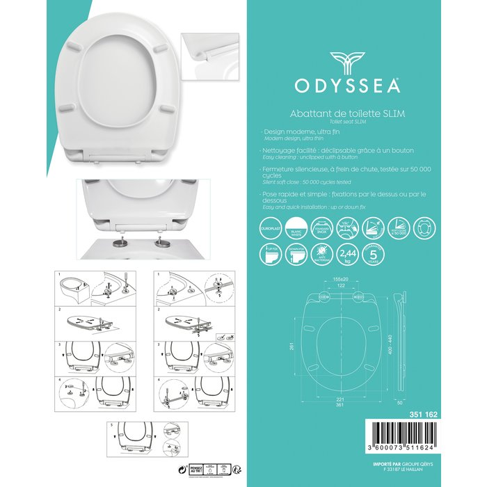 Abattant WC - Slim - ODYSSEA- 44 x 36,1 cm-8
