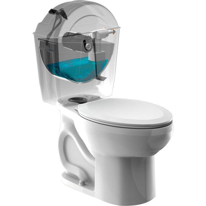 Réservoir WC à basculement sans mécanisme - WATERFLUSH - Attenant - Simple débit - Universel-3