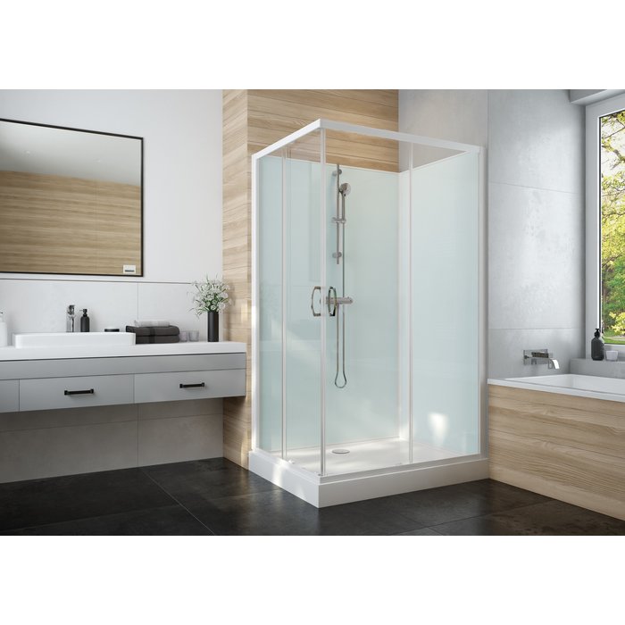 Cabine de douche - Iziglass 2 - LEDA - Carrée - Portes coulissantes - Vitrage transparent-3