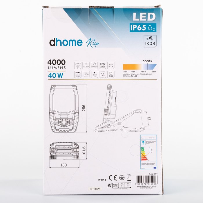 Projecteur LED - Klip - Dhome - 40 W - 4000 lm - 5000 K - IP65 - À brancher-13