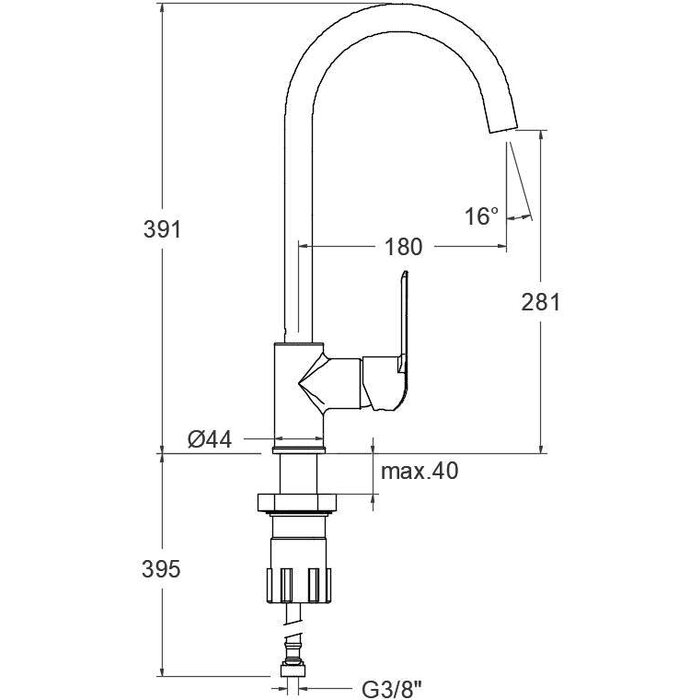 Mitigeur évier - SIDER - Pyla - Bec haut orientable - Fixation rapide-1