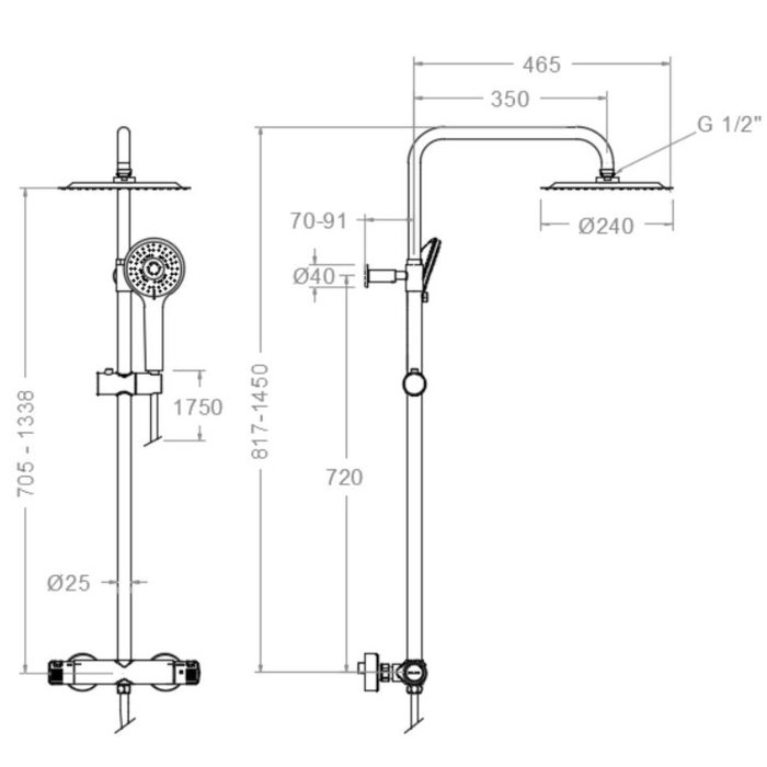 Colonne de douche thermostatique - Ibaya - SIDER - Noir-1