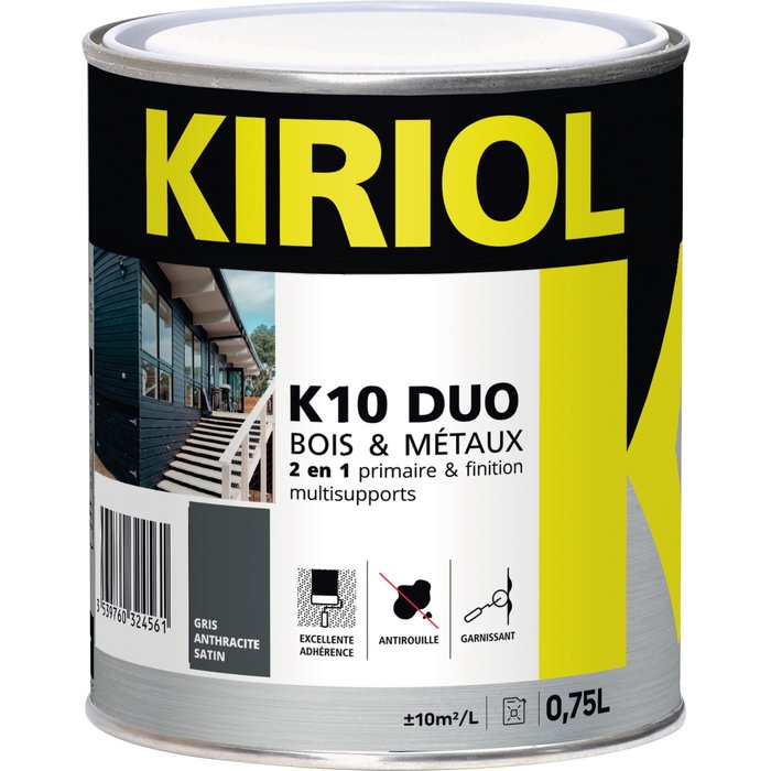 Peinture Kiriol K10 - Gris anthracite - 0,75 L - COMUS-1