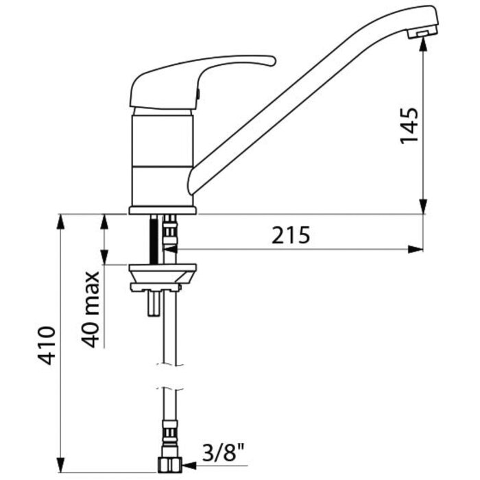 Mitigeur d'évier - DELABIE - Mécanique - 9 l/min - Commande par manette ajourée-1