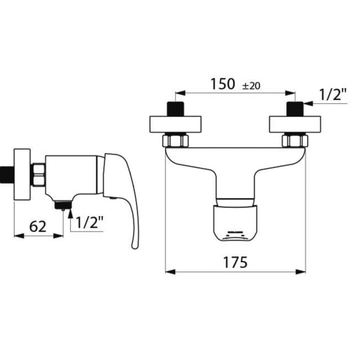 Mitigeur de douche - DELABIE - Mécanique - 9 l/min - Commande par manette ajourée-1