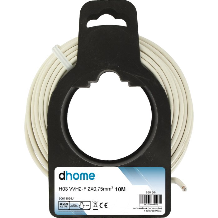 Câble H03 VVH 2-F Ovoide 2 x 0,75 mm² - Blanc-1