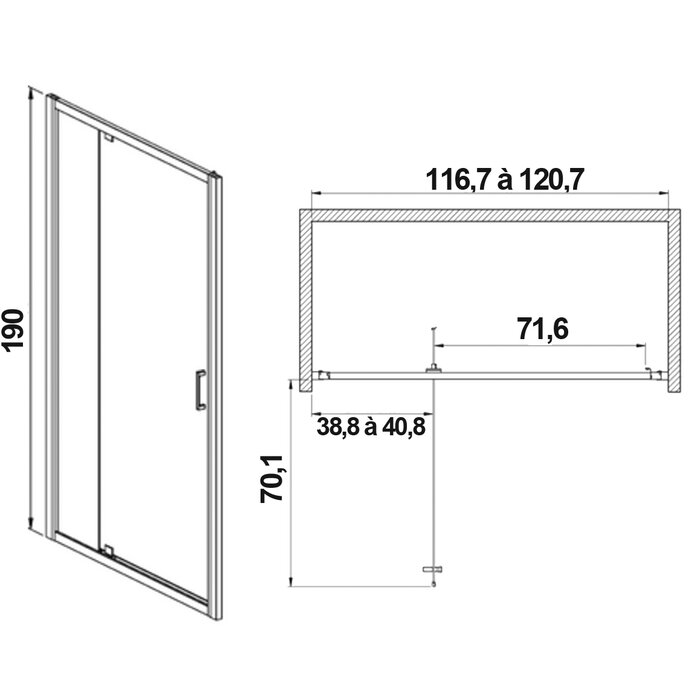 Paroi de douche - LEDA - Vista - Axe excentré - Partie fixe en ligne - 120cm -1