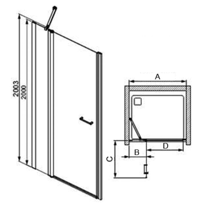 Porte pivotante - Arty - LEDA - Avec partie fixe ligne - H.200 cm - l.117-121,5 cm-1