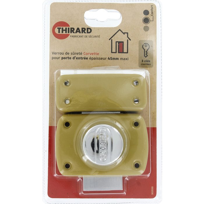 Verrou de sureté bouton et cylindre série Corvette Thirard - Dimensions 45 mm-2