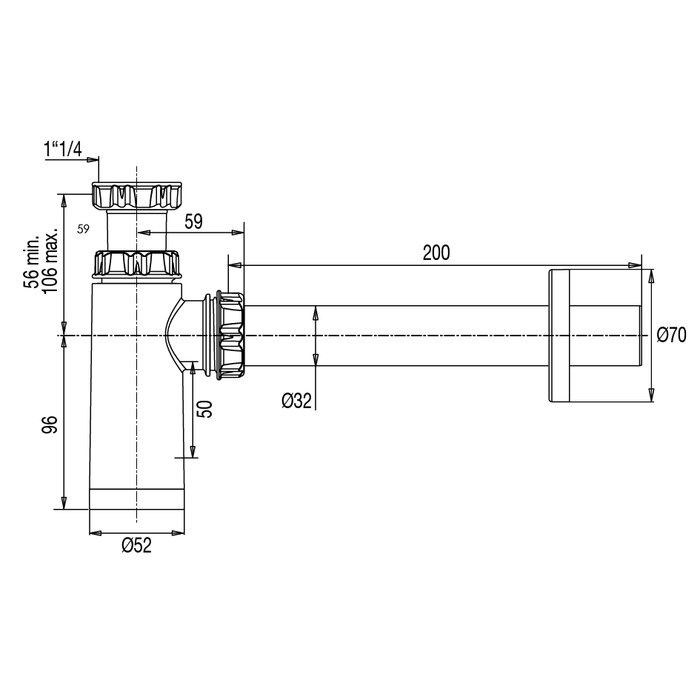 Siphon lavabo – VALENTIN – Réglable – Ø32 mm-1