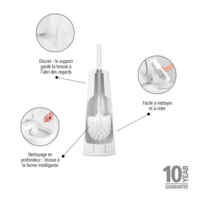 Brosse WC avec support – BRABANTIA – ReNew – Blanc - acier inoxydable-4