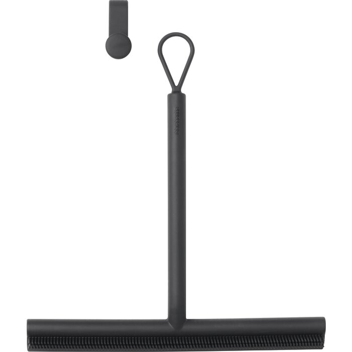 Raclette de douche silicone – BRABANTIA – Dark Grey - avec crochet de porte-1
