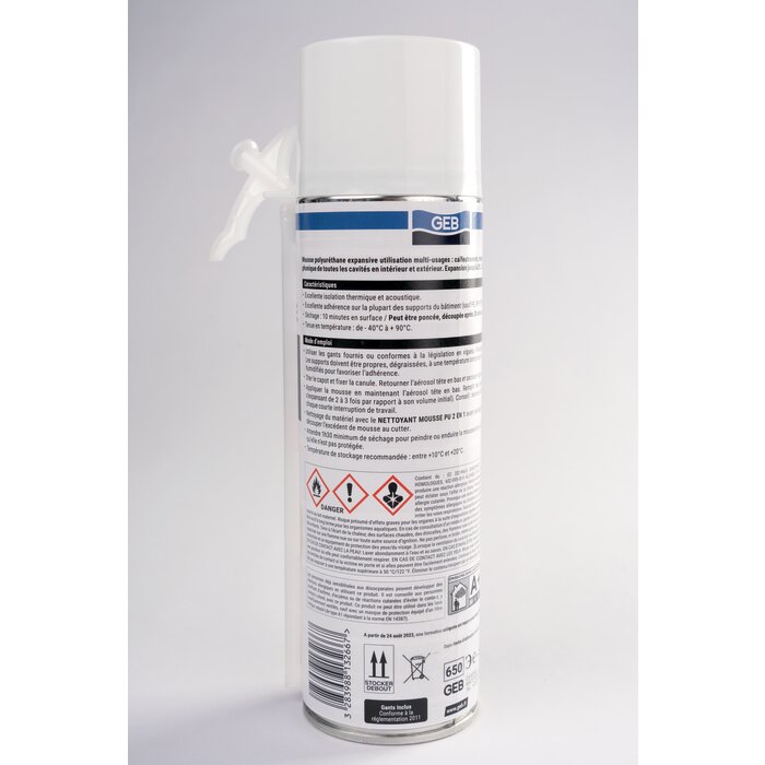 Mousse expansive polyuréthane – GEB – Gebsomousse – Calfeutrement & isolation – 500 ml-2