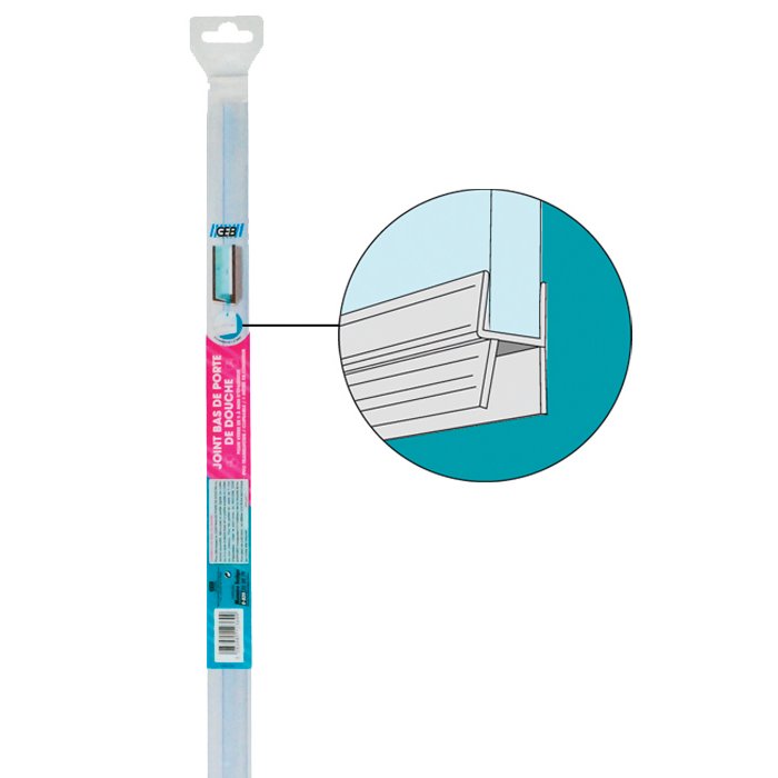 Baguette PVC joint double lèvre - Bas de porte de douche - 1 m - Geb-2