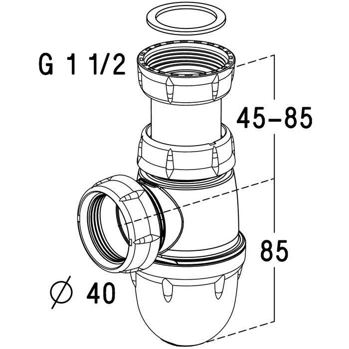 Siphon évier - NICOLL - Polypropylène recyclé - F1"1/2-1