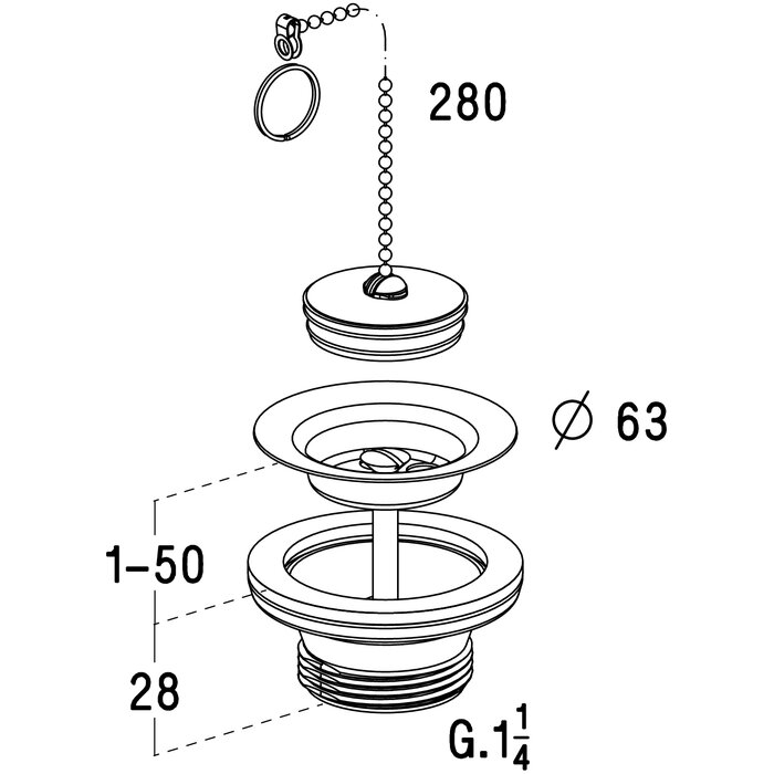 Bonde lavabo - NICOLL - Bouchon-chaînette  - Débit 23L/min-1