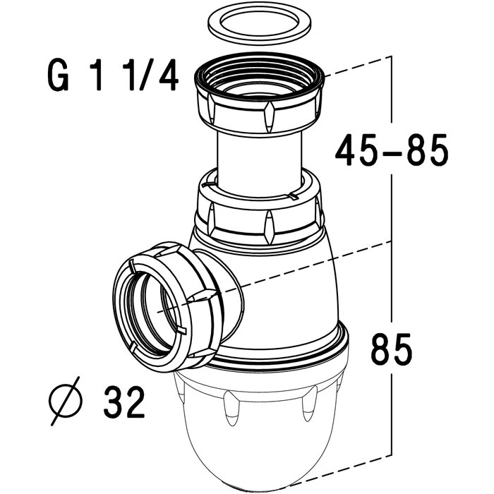 Siphon lavabo - NICOLL - Polypropylène recyclé - F1"1/4-1
