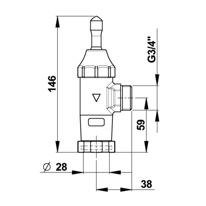 Robinet temporisé pour chasse - 1000 M - PRESTO - M 3/4"-1
