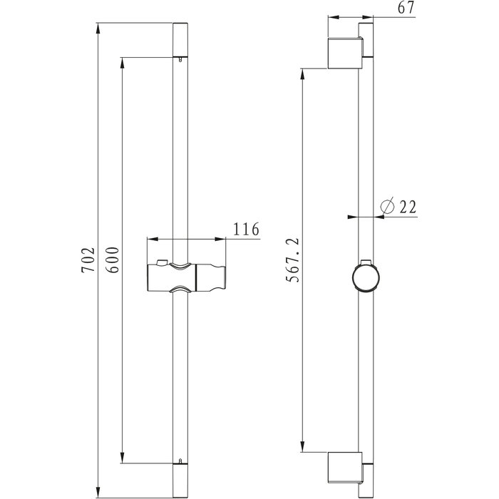 Barre de douche - SIDER - Ø22 mm-1