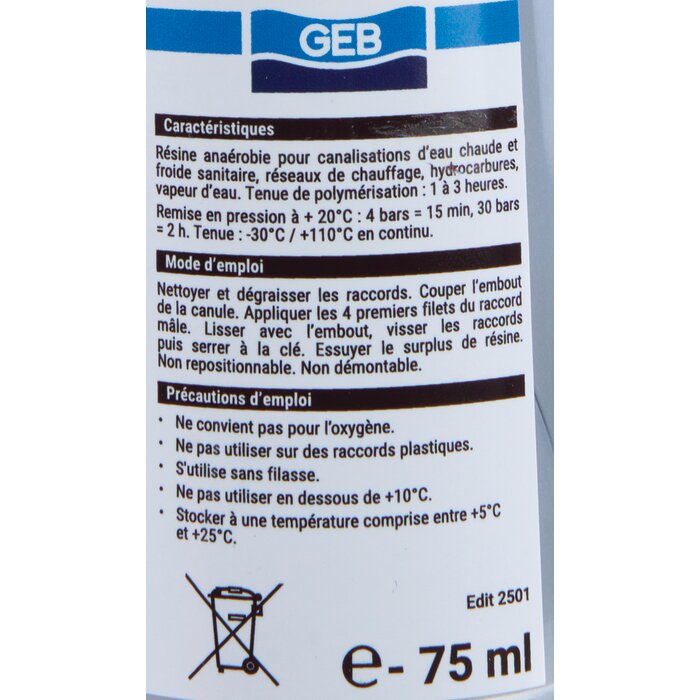 Résine d'étanchéité anaérobie - Gebetanche - GEB - 75 ml-3