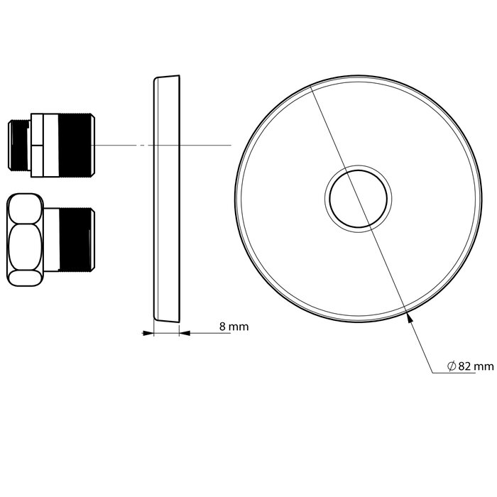 Cache de finition ROBIFIX MONO – WATTS – Ø82 mm – Pour arrivées d’eau-1