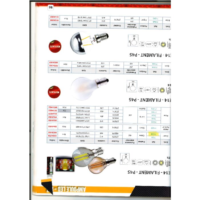 Ampoule LED filament - MIIDEX LIGHTING - E14 P45 - 4 W - 4000 K-1