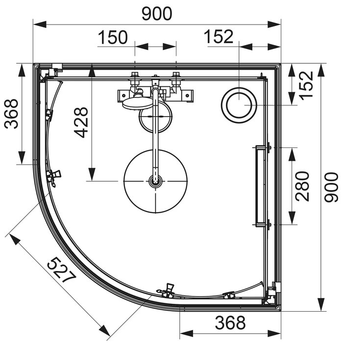 Cabine de douche - Kara 2 - LEDA - Portes coulissantes - 1/4 de rond - 90 x 90 cm-1