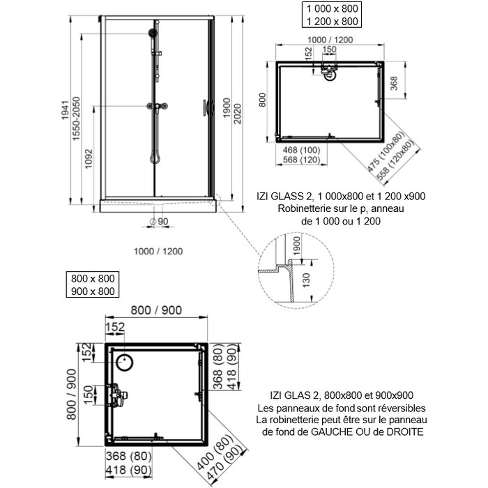 Cabine de douche - Iziglass 2 - LEDA - Carrée - Portes coulissantes - Vitrage transparent-1