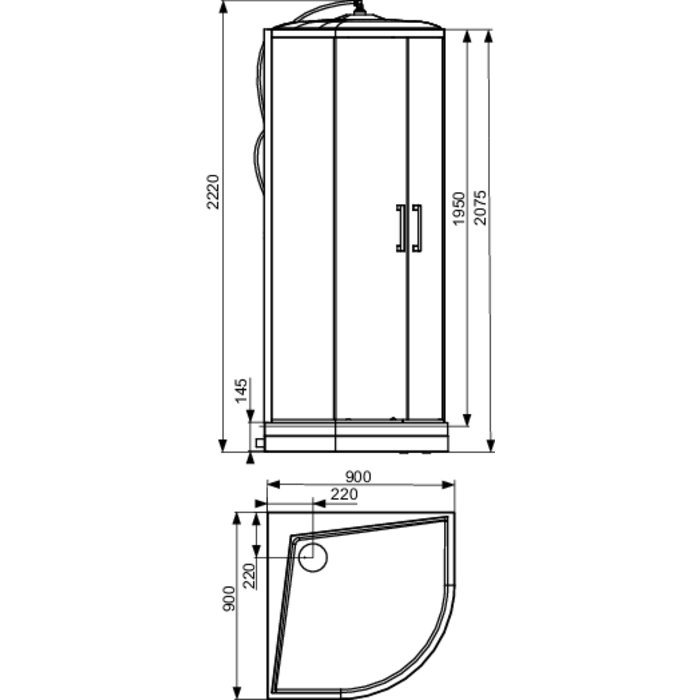 Cabine de douche Odyssée 2 - Quart de rond - Portes coulissantes - LEDA-1