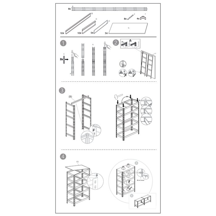 Étagère métallique galvanisée – AR SHELVING – Rivet Budget – 5 niveaux - 180x120x40 cm-1