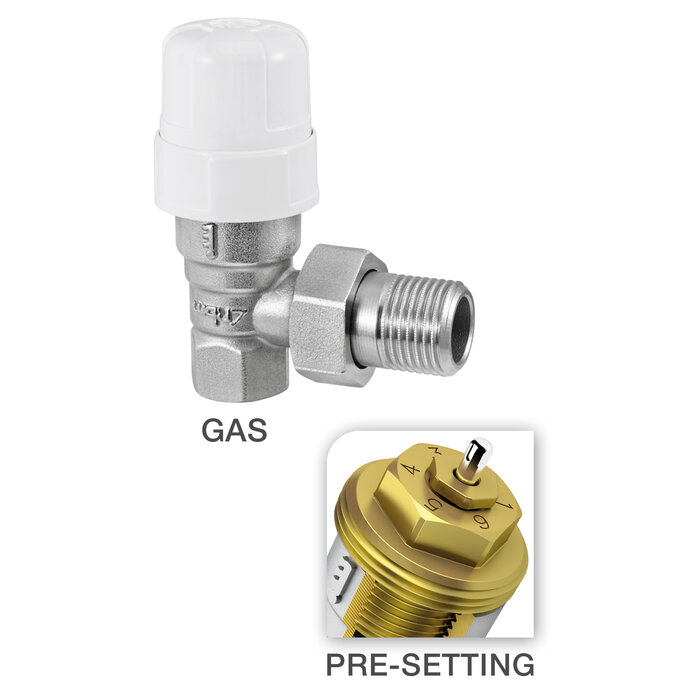 Robinet thermostatique équerre avec pré-réglage