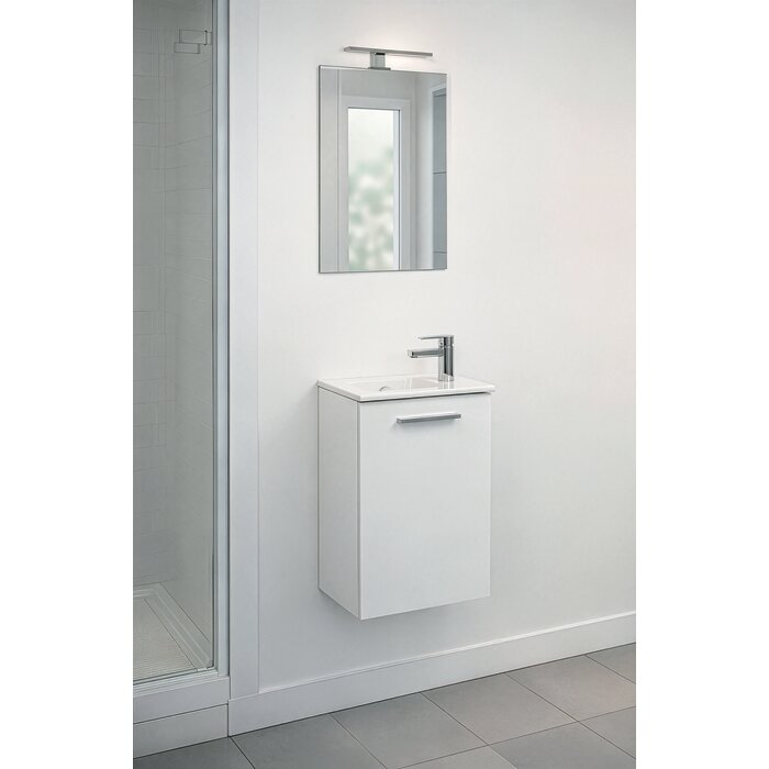 Meuble lave-main avec miroir - SIDER - Socoa - Blanc - Une porte -3