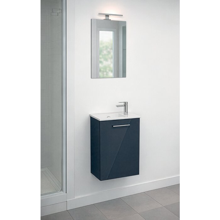 Meuble lave-main avec miroir - SIDER - Socoa - Anthracite - Une porte -2