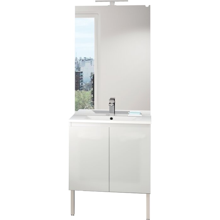 Ensemble meuble salle de bains – NEOVA – Primo SP – L.600 mm – Blanc Brillant-1