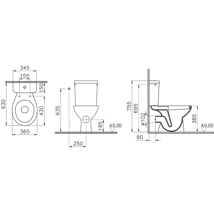 Pack WC à poser – SIDER – Avec bride - Sortie horizontale - Réservoir 3/6 l -1