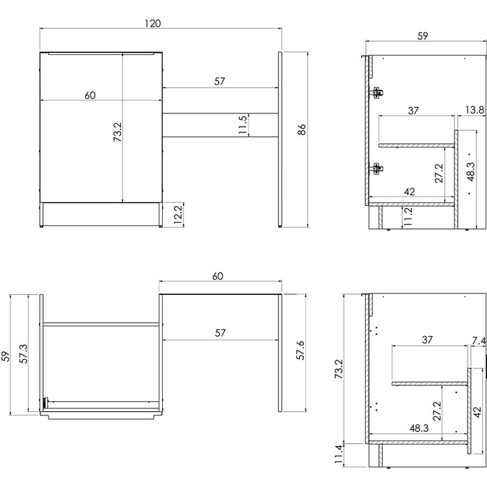 Cuisinette complète - MODERNA - Avec meuble, évier et réfrigérateur-1