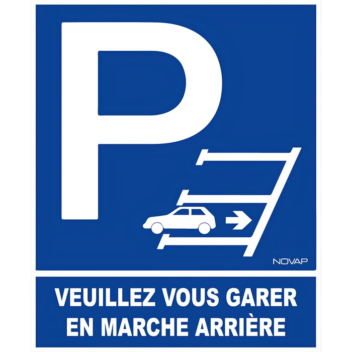 Panneau de signalisation – NOVAP – Se garer en marche arrière 200×200 mm-1