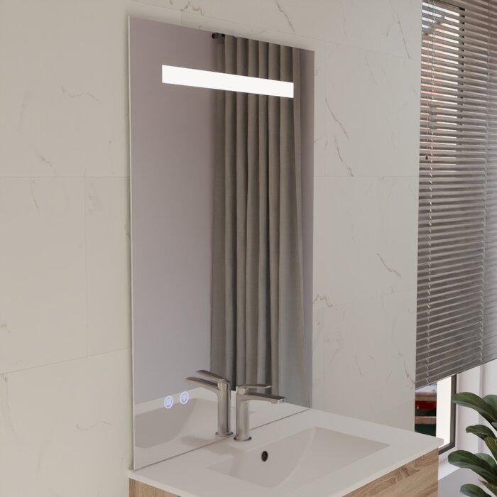 Ensemble meuble salle de bain PMR – 70 cm – Miroir LED – Plan vasque simple-1