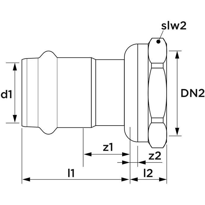 Raccord gaz écrou tournant non plombé - VSH SudoPress - AIPS - FF35x1"1/2-1