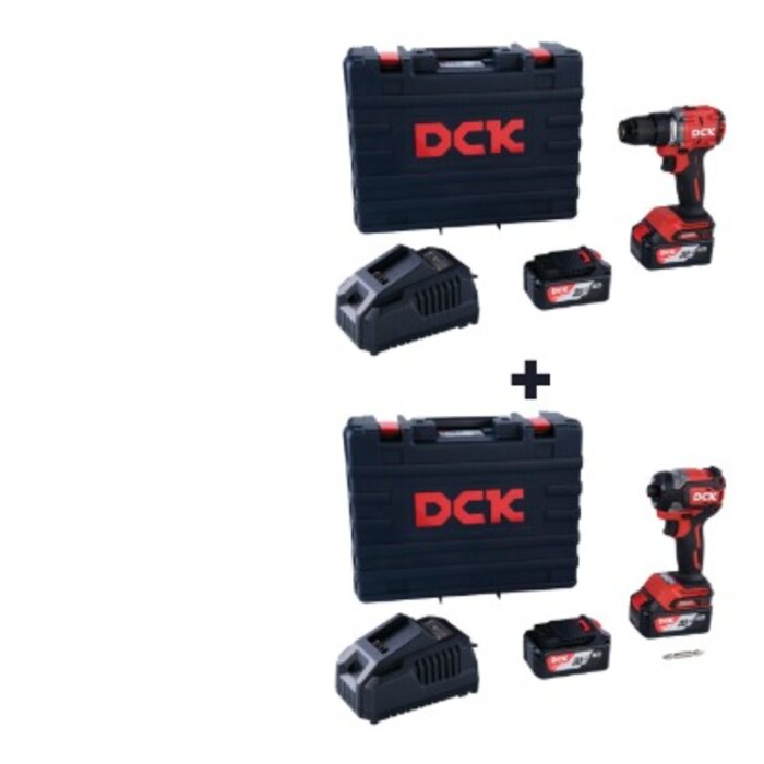 Lot perceuse-visseuse à percussion et visseuse à chocs – DCK – brushless 20 V 4,0 Ah-1