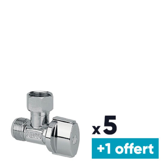 Robinet d'arrêt 1/4 de tour équerre manette ABS - Lot de 5 + 1 offert