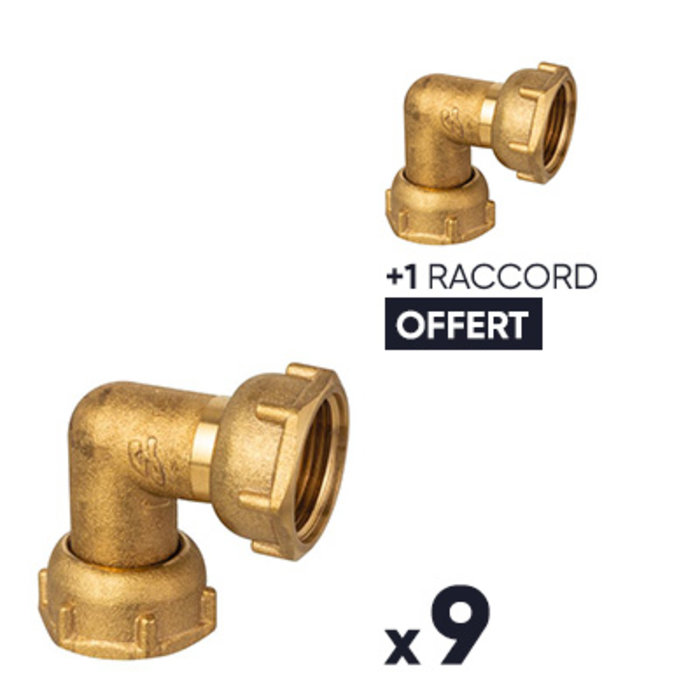 Coude avec écrou prisonnier 3/4" - F3/4'' - Lot de 9 + 1 OFFERT-1