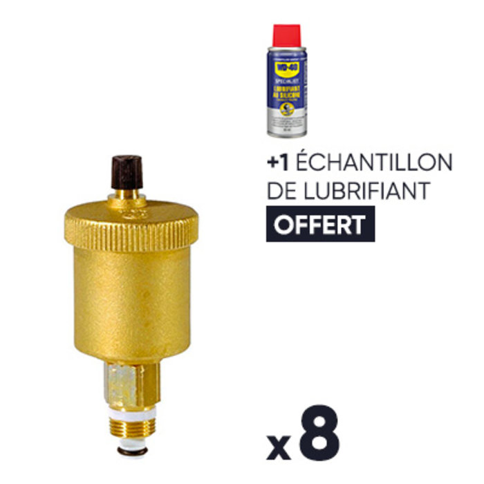 Purgeur d'air automatique laiton - Lot de 8 + 1 échantillon de lubrifiant OFFERT-1