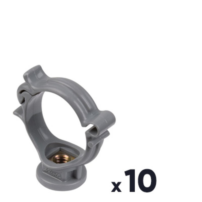 Lot de 10 colliers monobloc PVC gris simple - Tube Ø 50 mm - Nicoll-1